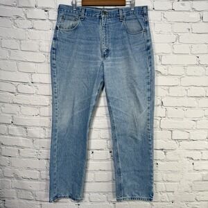 Carhartt Jeans Men's 36x30 Blue Traditional Fit B18-STW Straight Leather Patch